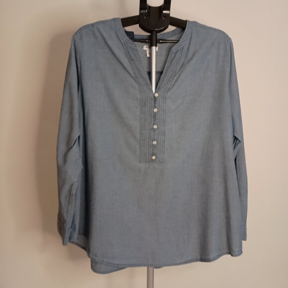 Old Navy Women’s Blue Cotton Pullover Buttoned Front V-Neck Top Size XXL - Picture 15 of 15